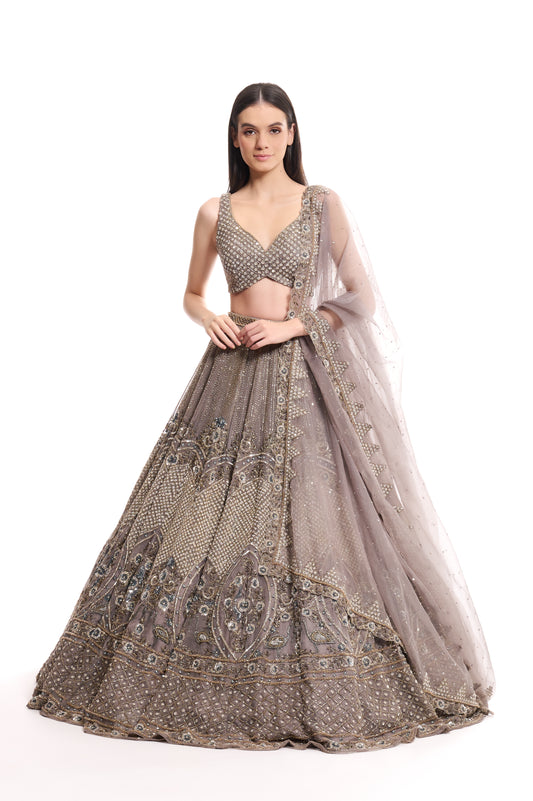 grey lehenga