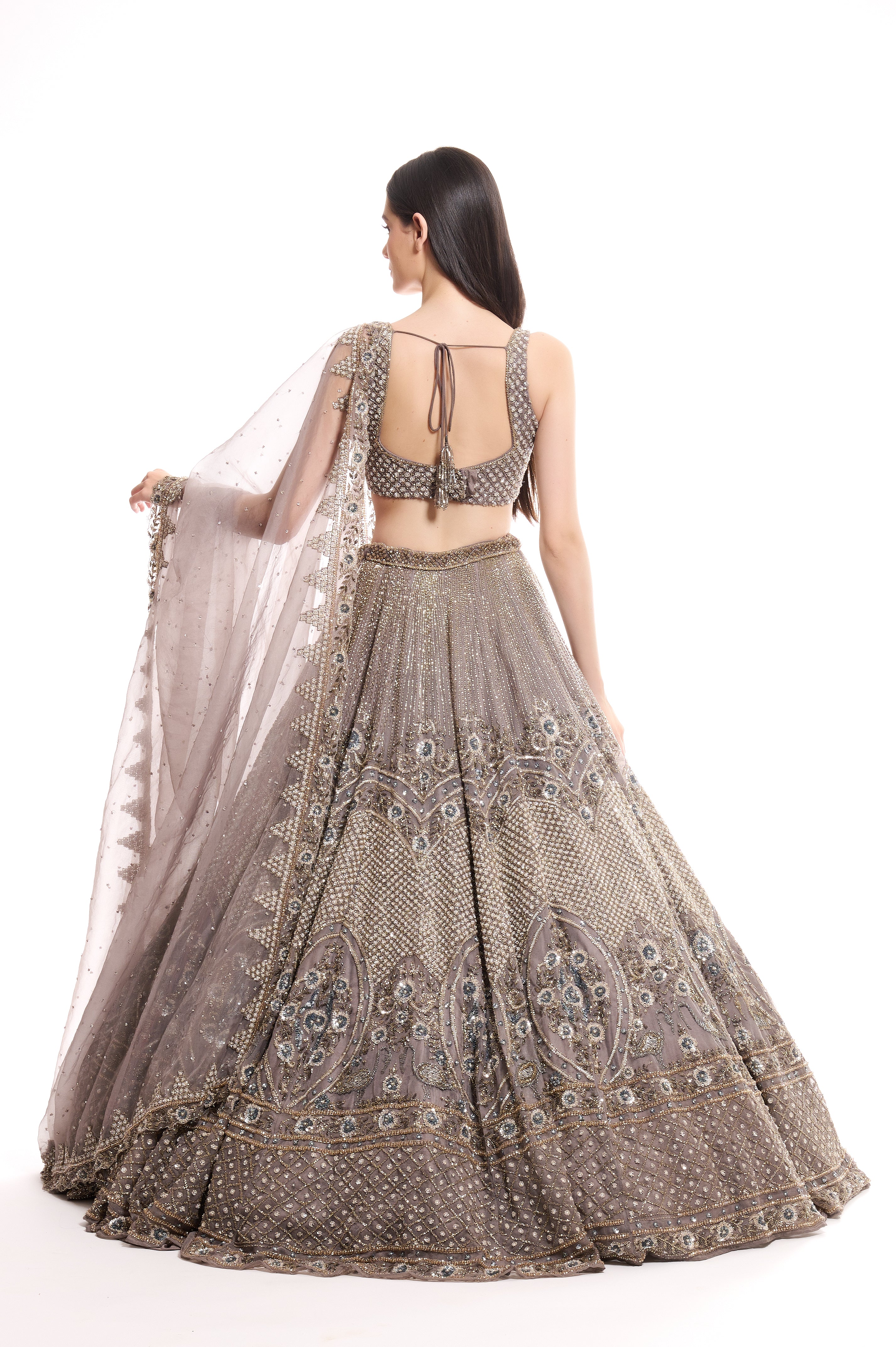 grey wedding lehenga