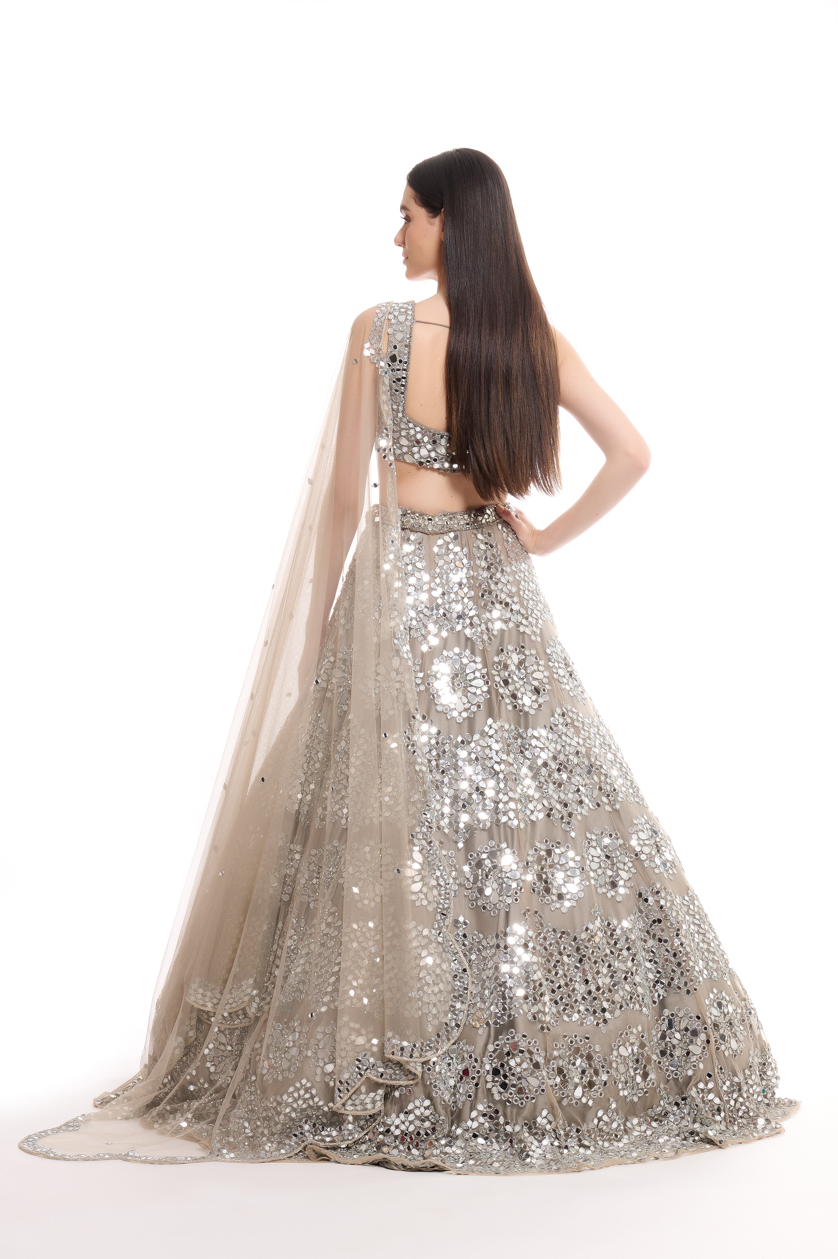 mirror work lehenga choli