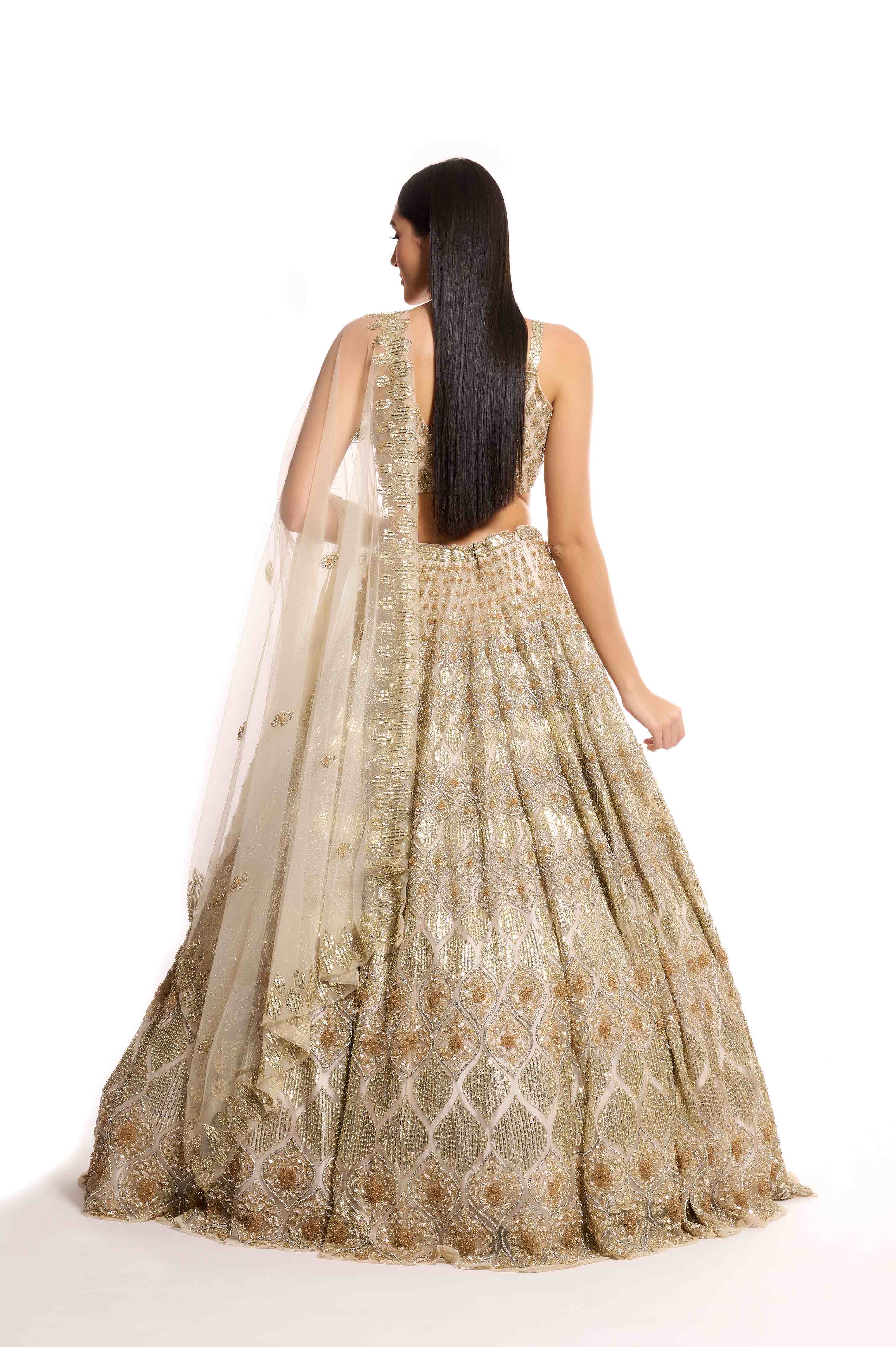 gold lehenga