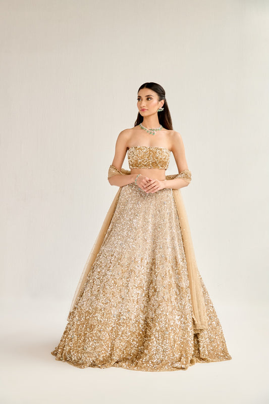 ZARA GOLD OMBRE LEHENGA