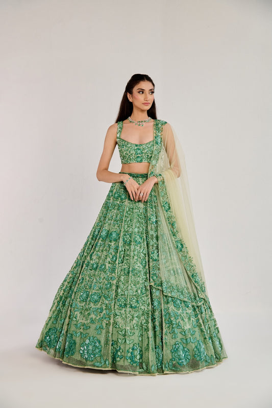 AVO-CUTIE GREEN LEHENGA