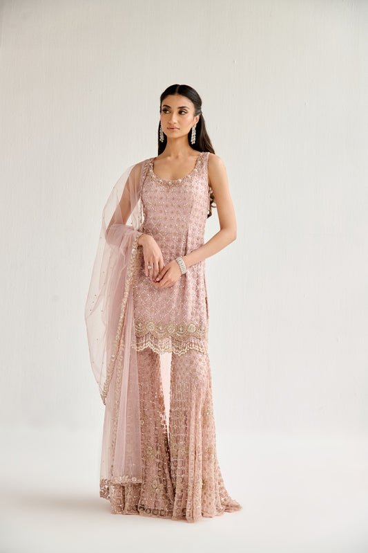 BLUSH PINK SHARARA SUIT