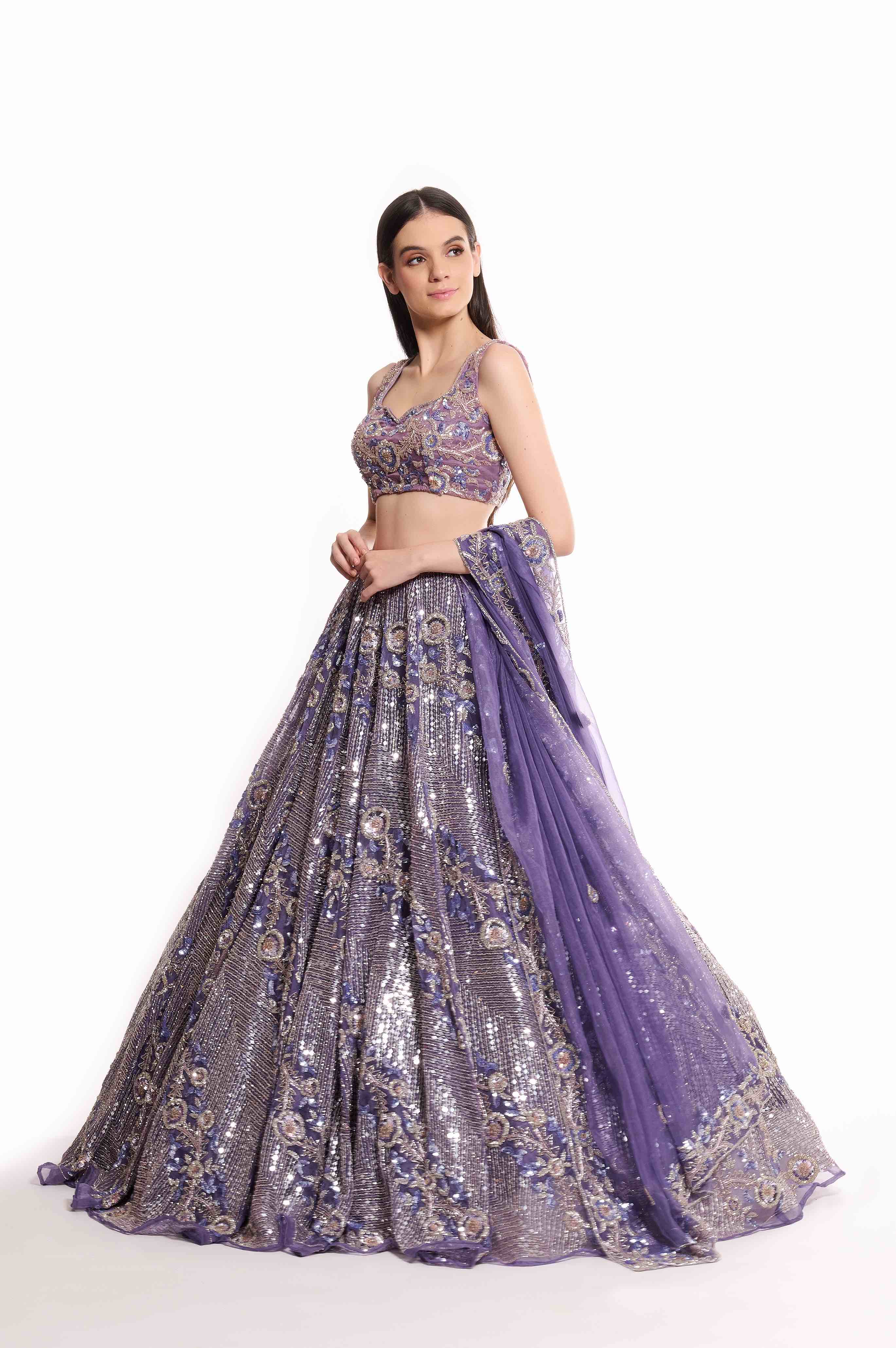purple wedding lehenga