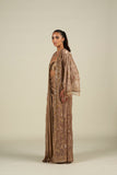 BROWN GOLD LONG CAPE SKIRT SET