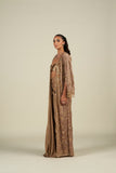 BROWN GOLD LONG CAPE SKIRT SET