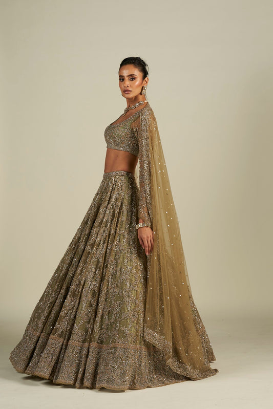 FIZA GREEN LEHENGA