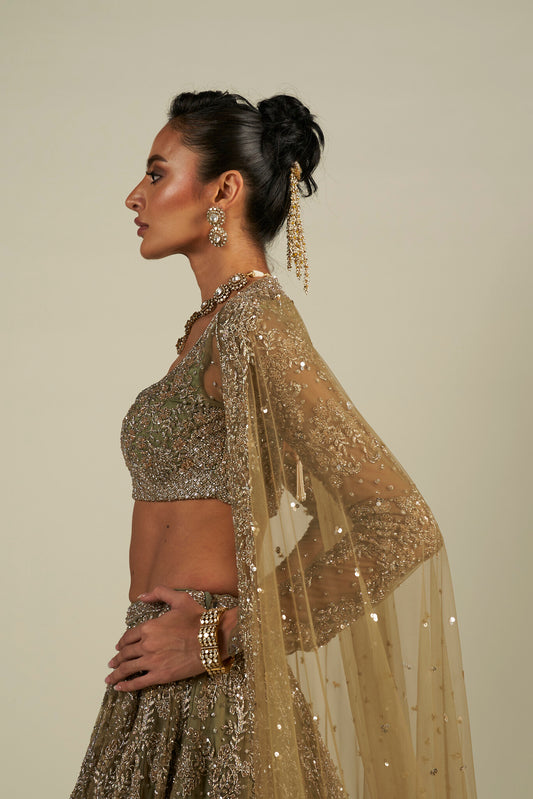 FIZA GREEN LEHENGA
