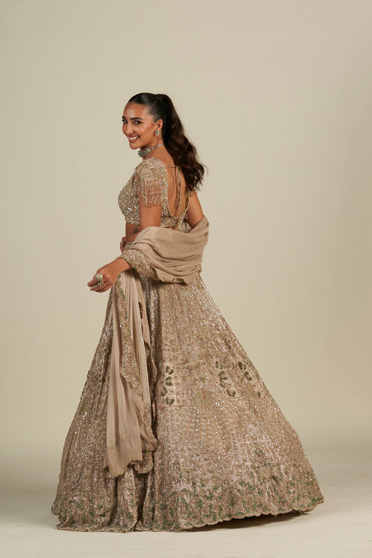 MASTANI IVORY GREEN LEHENGA