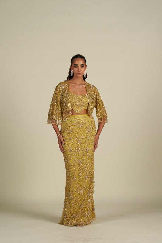 NEON GREEN SKIRT SET