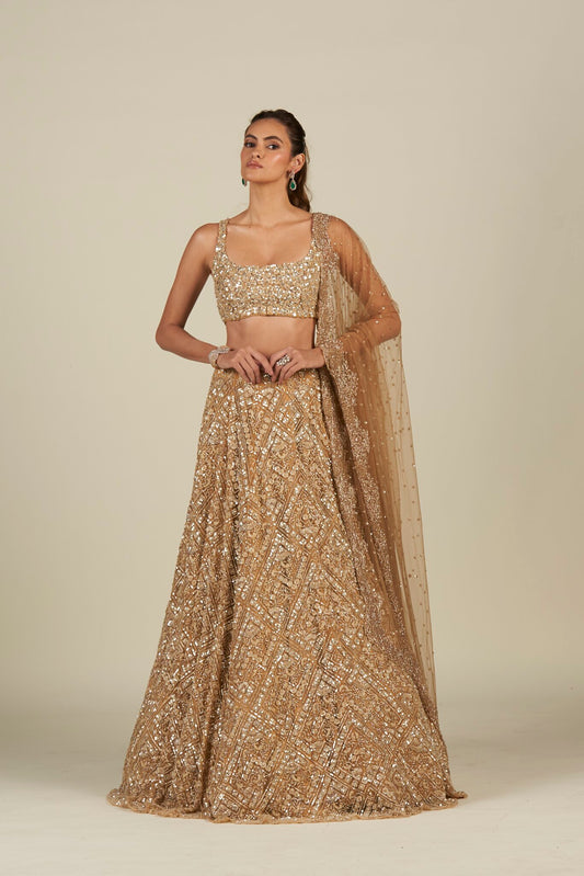 GOLD 3D SEQUIN LEHENGA