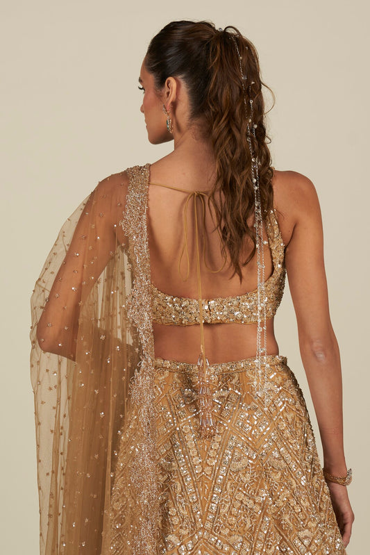 GOLD 3D SEQUIN LEHENGA