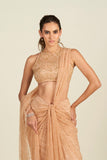 PEACH GOLD DRAPE SAREE