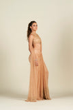 PEACH GOLD DRAPE SAREE