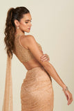 PEACH GOLD DRAPE SAREE