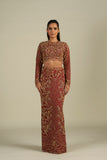RED GOLD SKIRT SET