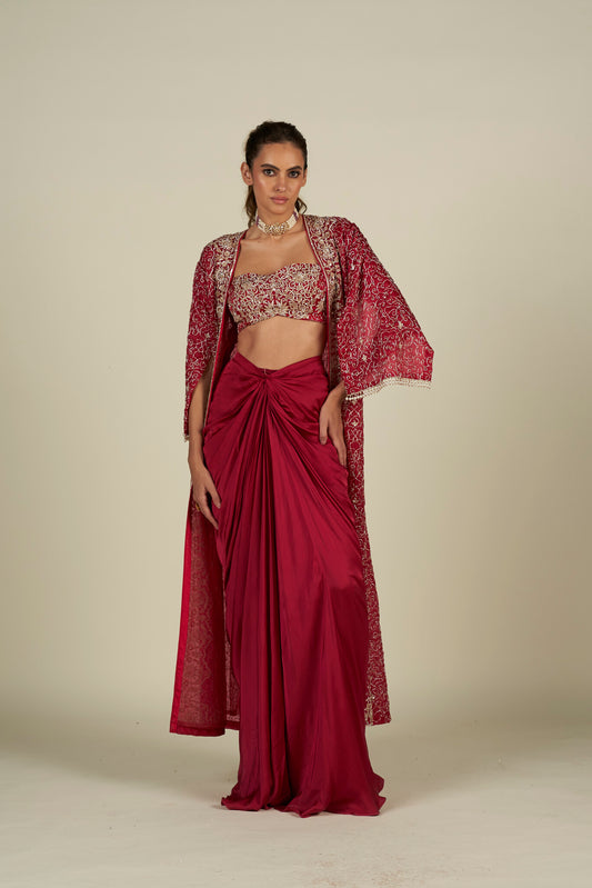 FUCHSIA PINK LONG CAPE