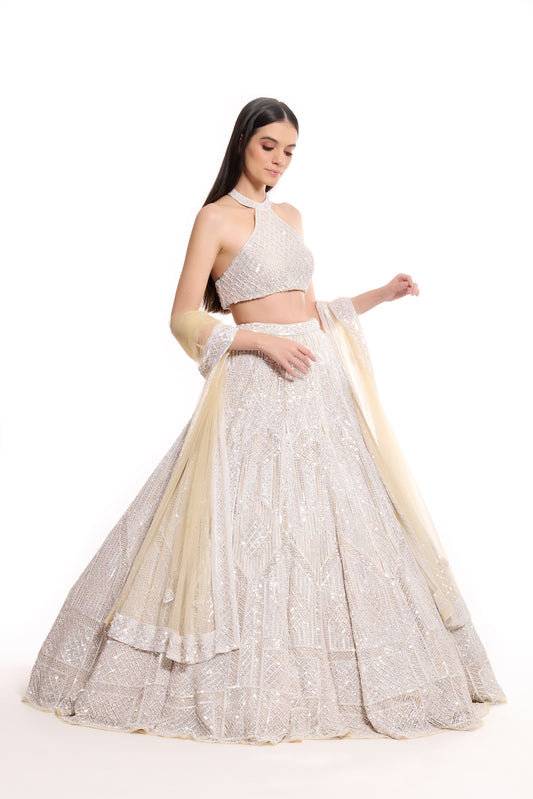 surabhi chopra white lehenga