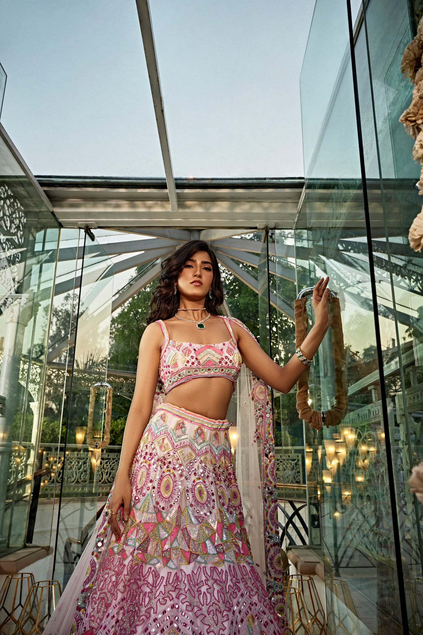 multicolor bridal lehenga