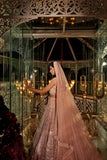 pink lehenga with veil