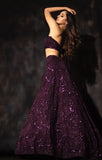 wine purple lehenga engagement surabhi chopra