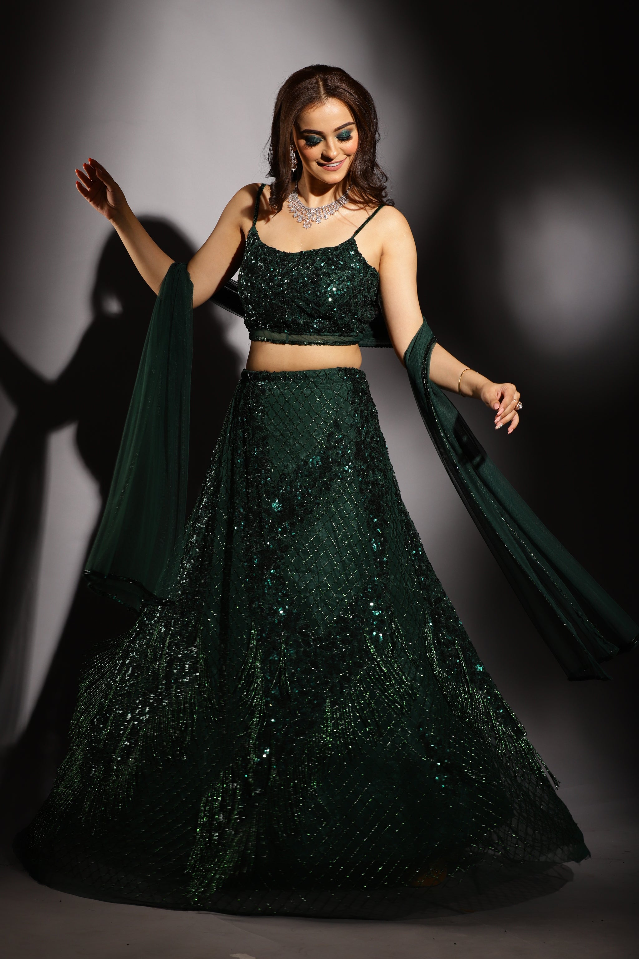 green lehenga for women