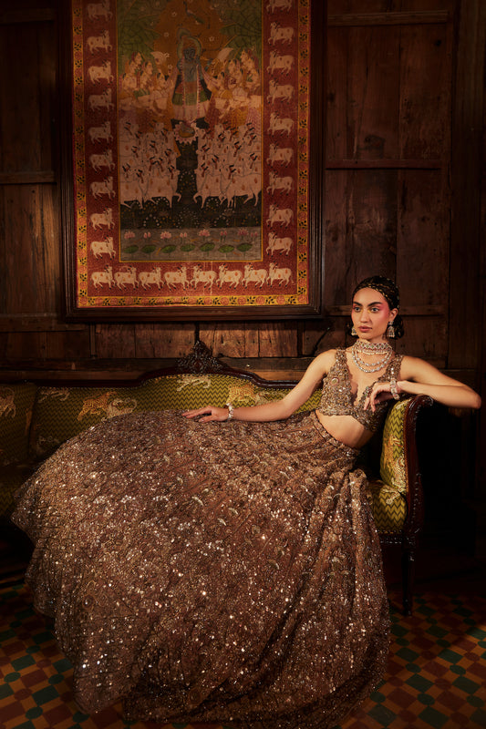 brown wedding lehenga