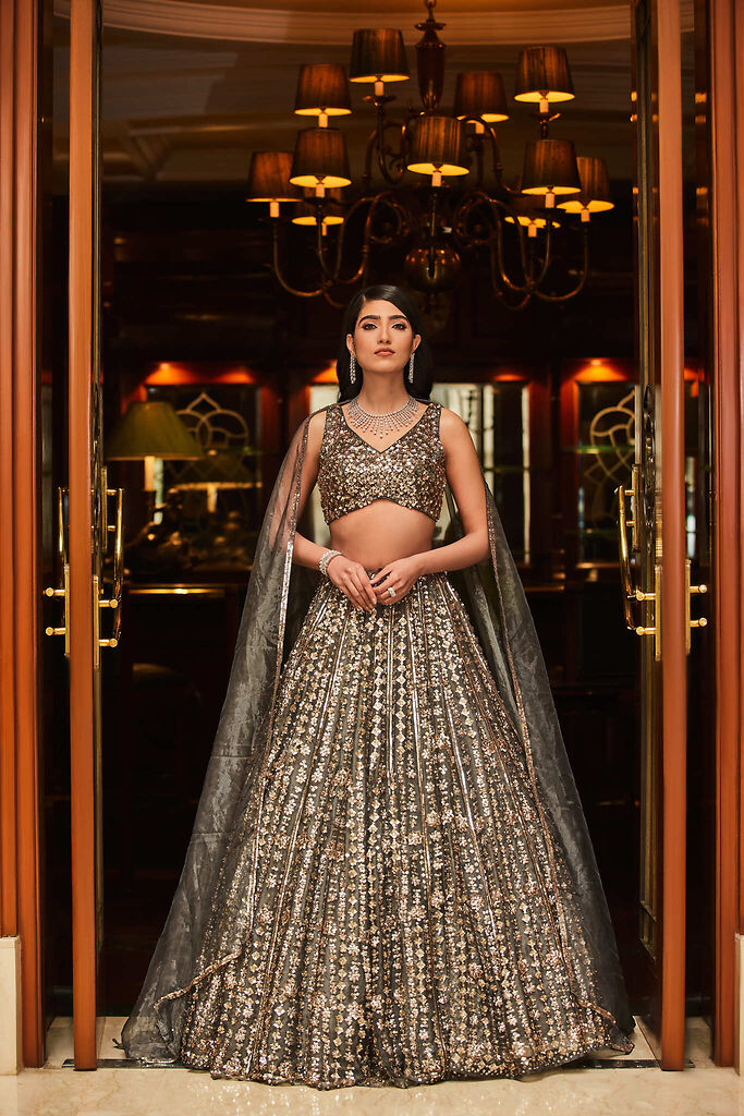 grey lehenga