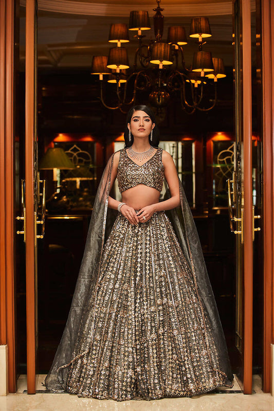 grey lehenga
