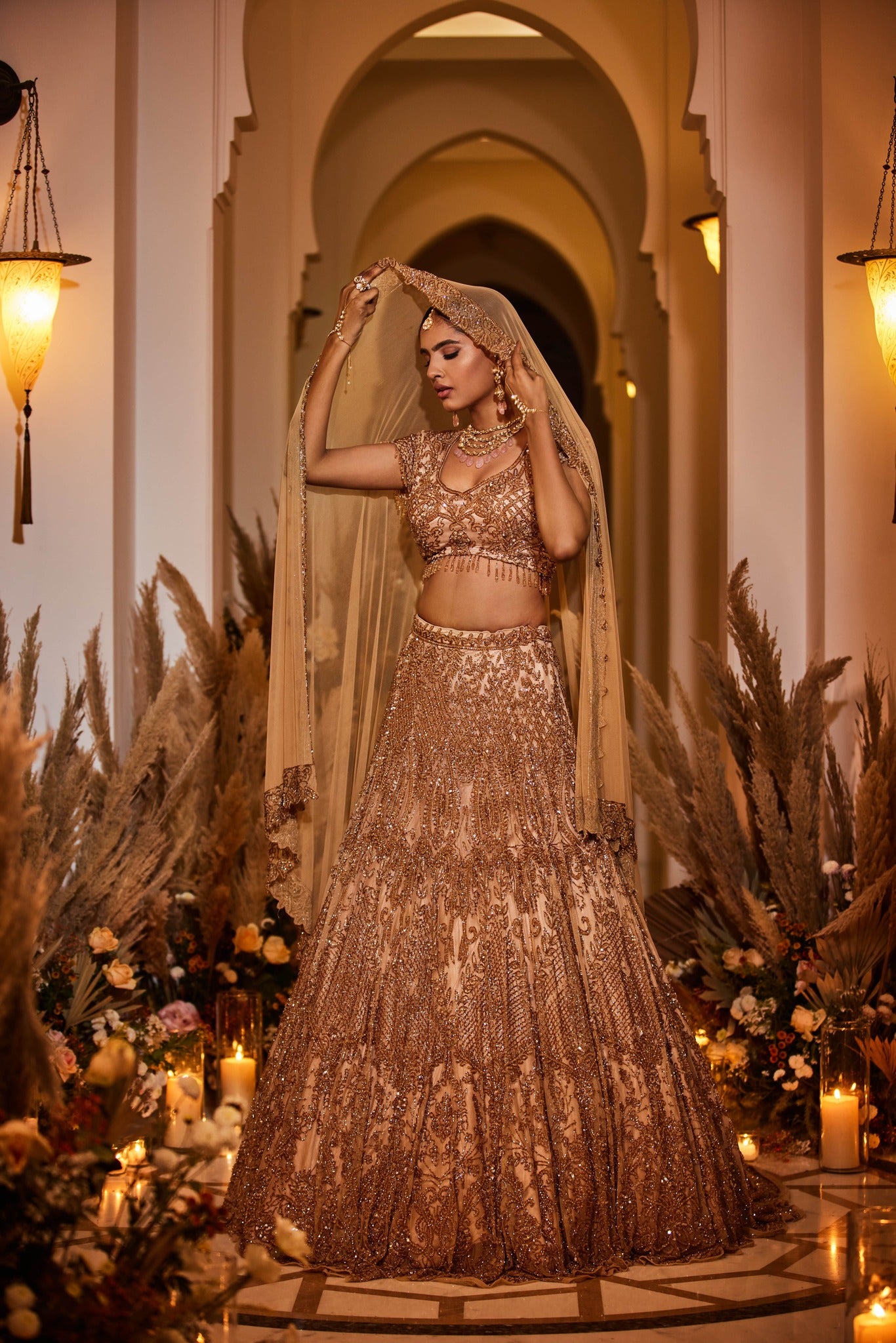 gold lehenga