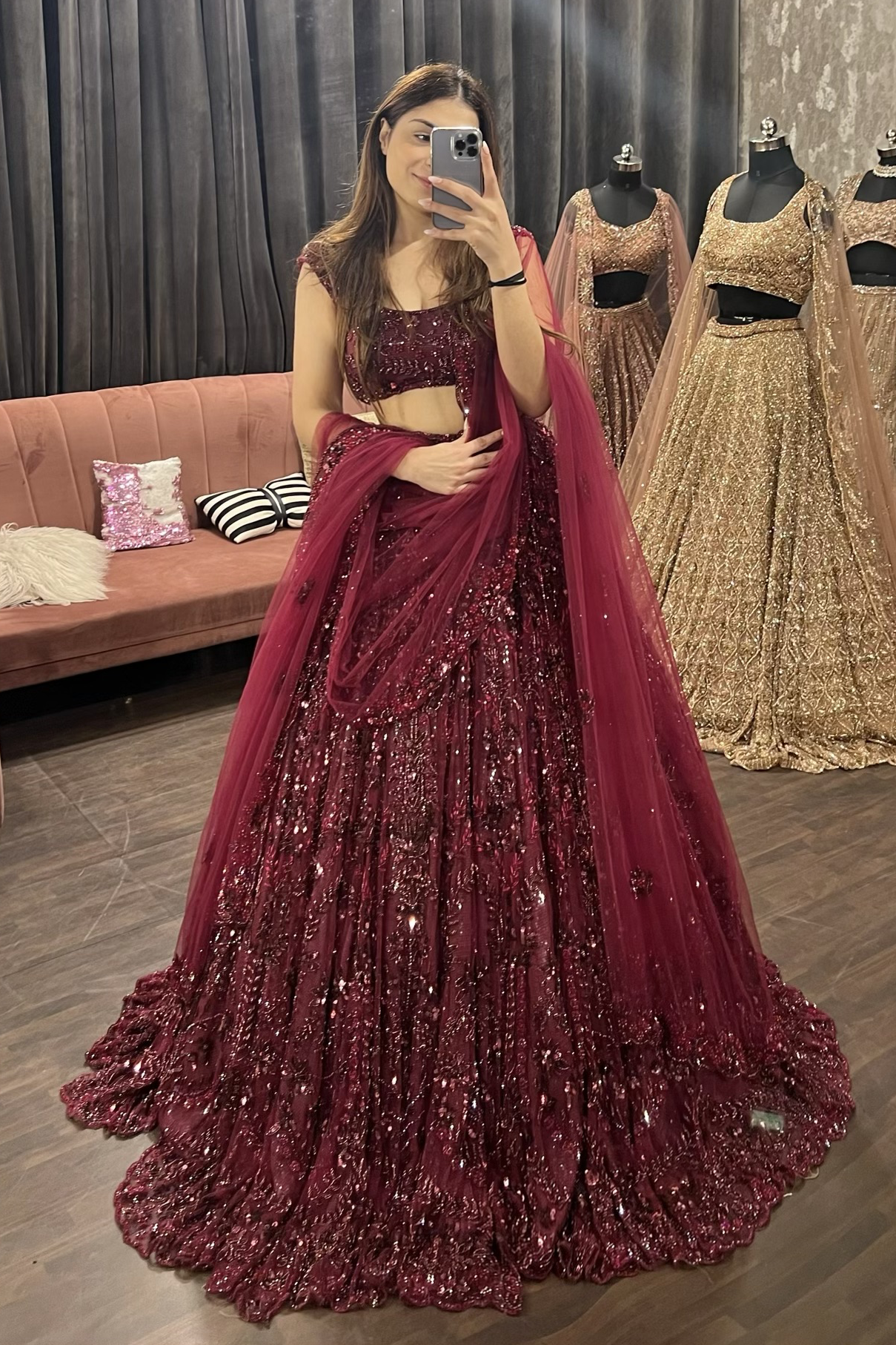 red bridal lehenga