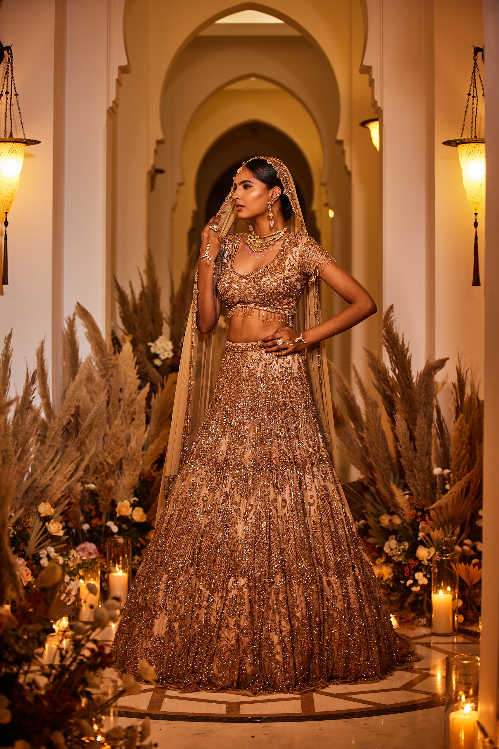 golden bridal lehenga