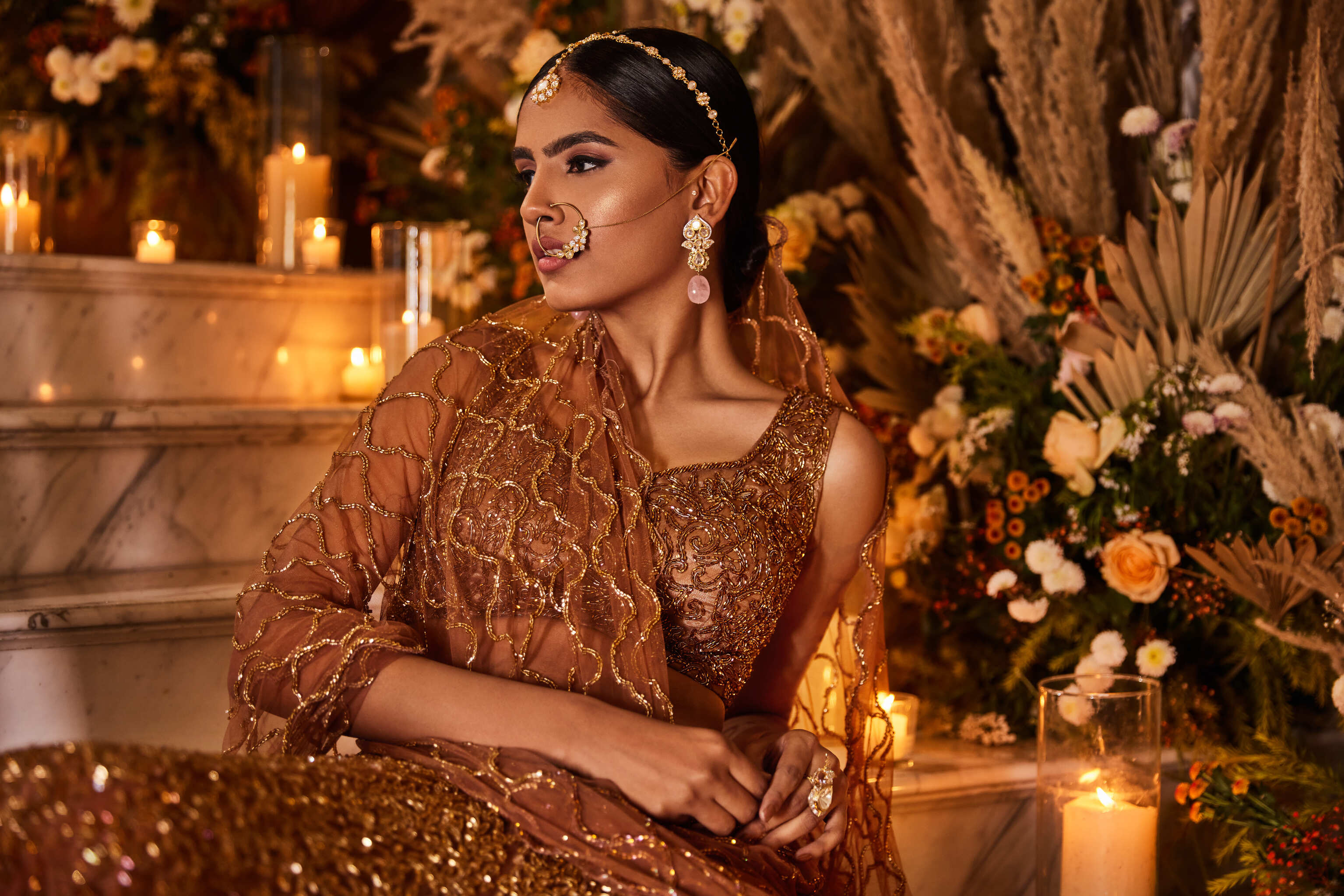 brown wedding lehenga