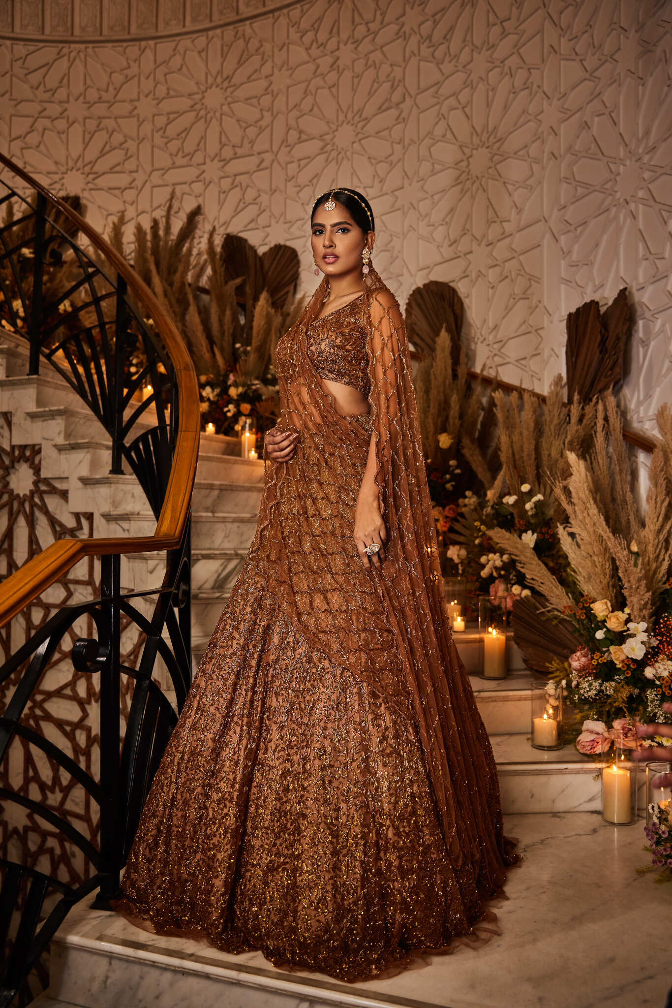 brown color lehenga