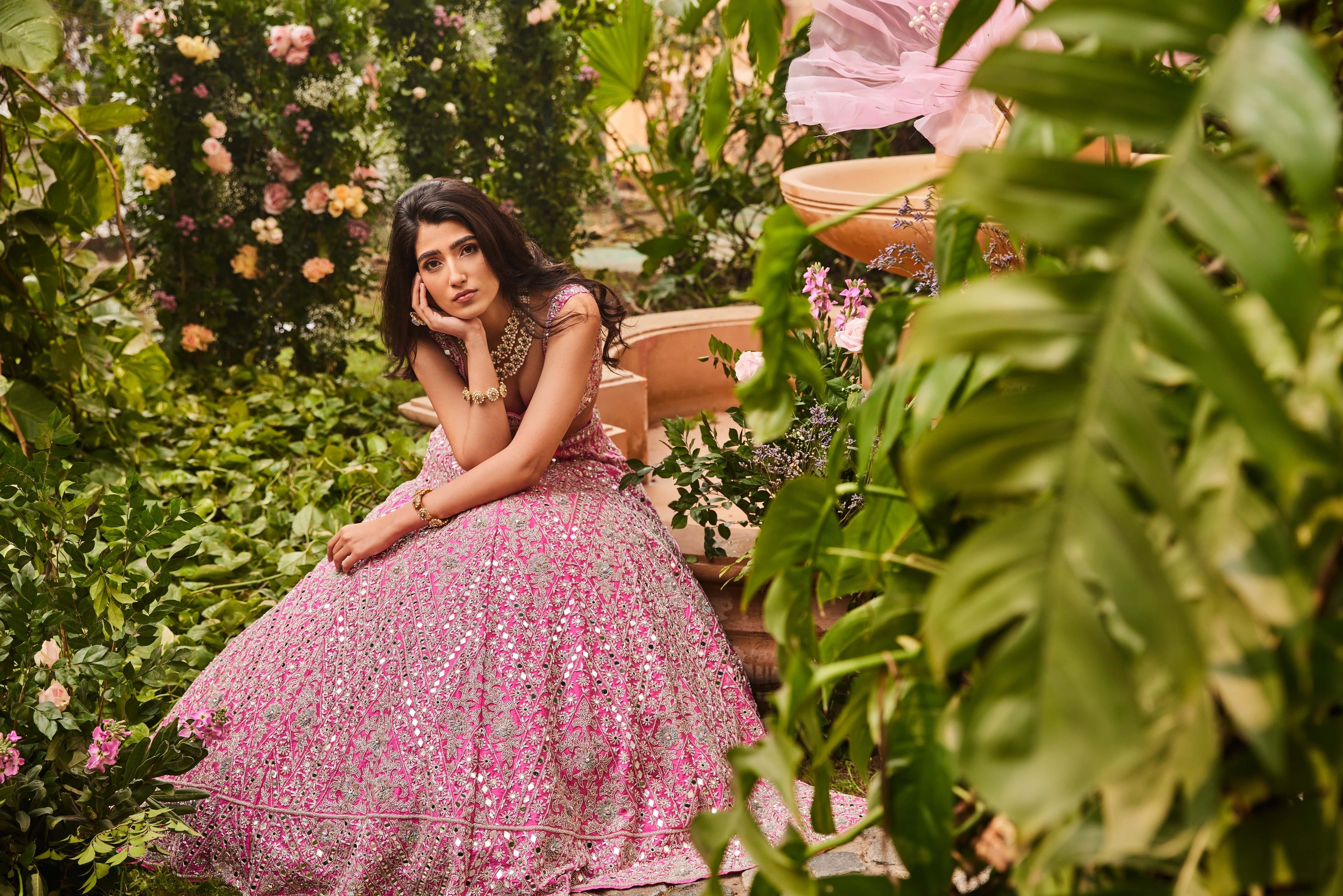 bridal lehenga in pink colour