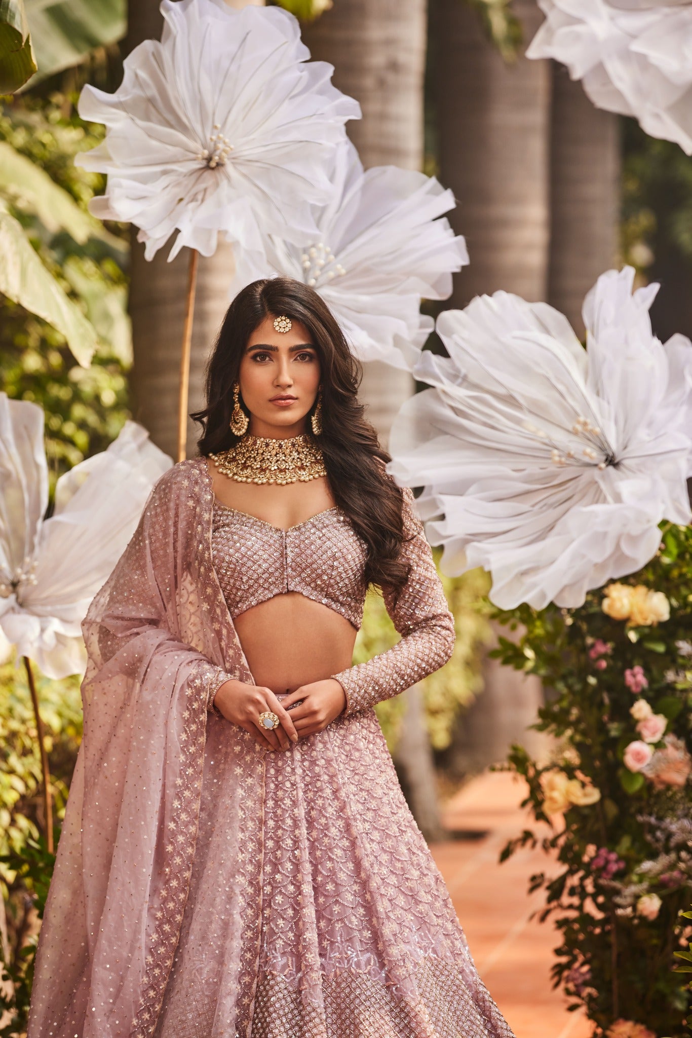 lilac bridal lehenga