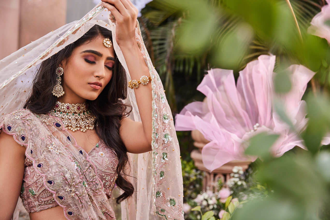 bridal lehenga with 2 dupattas