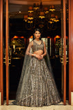 grey bridal lehenga
