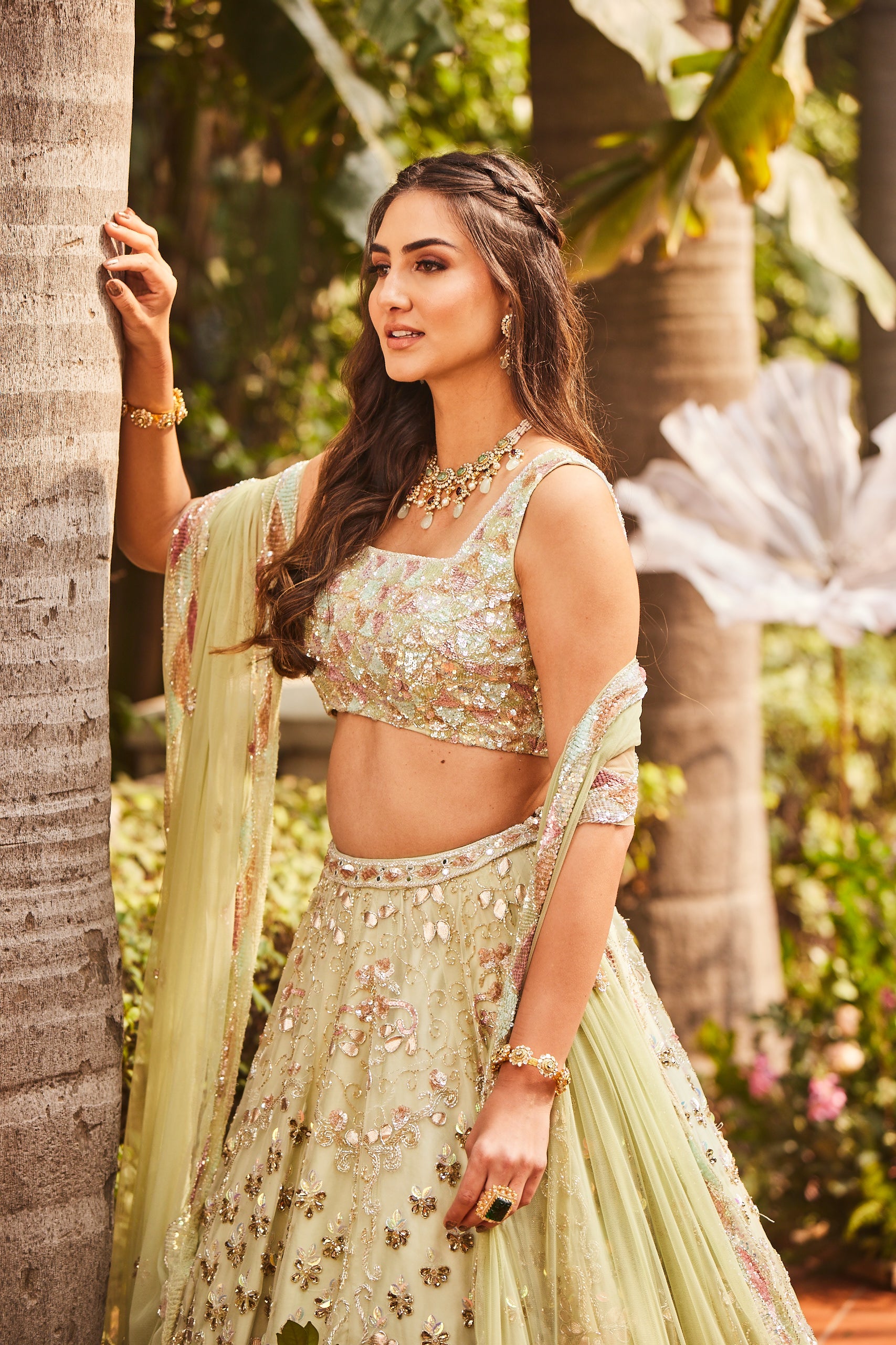 surabhi chopra green lehenga