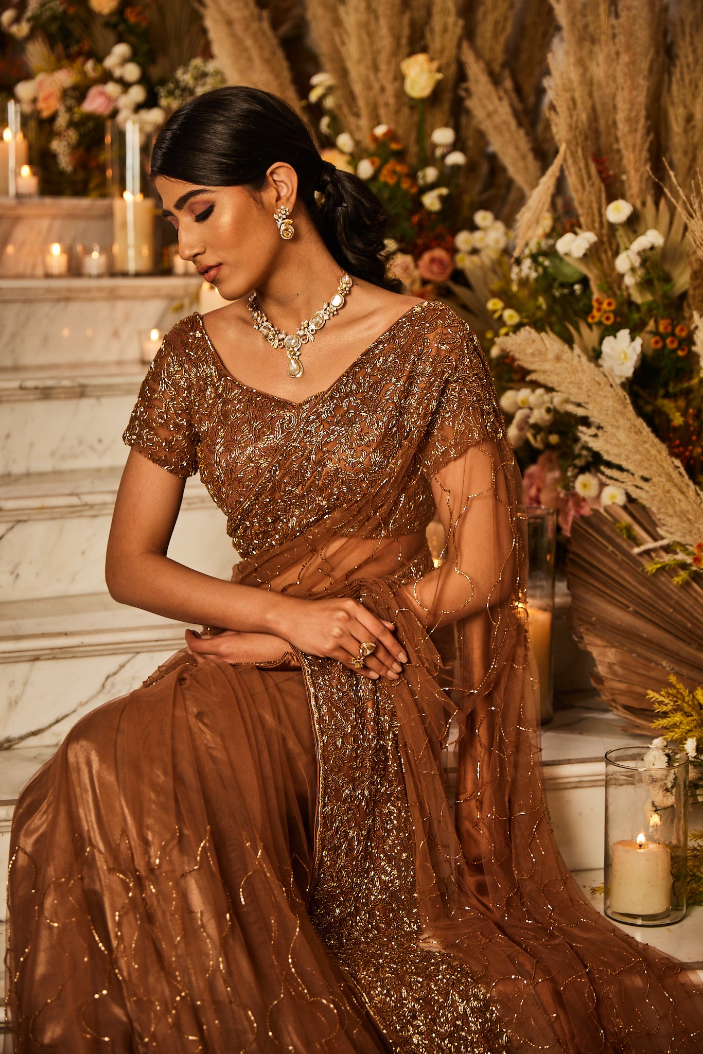 brown saree