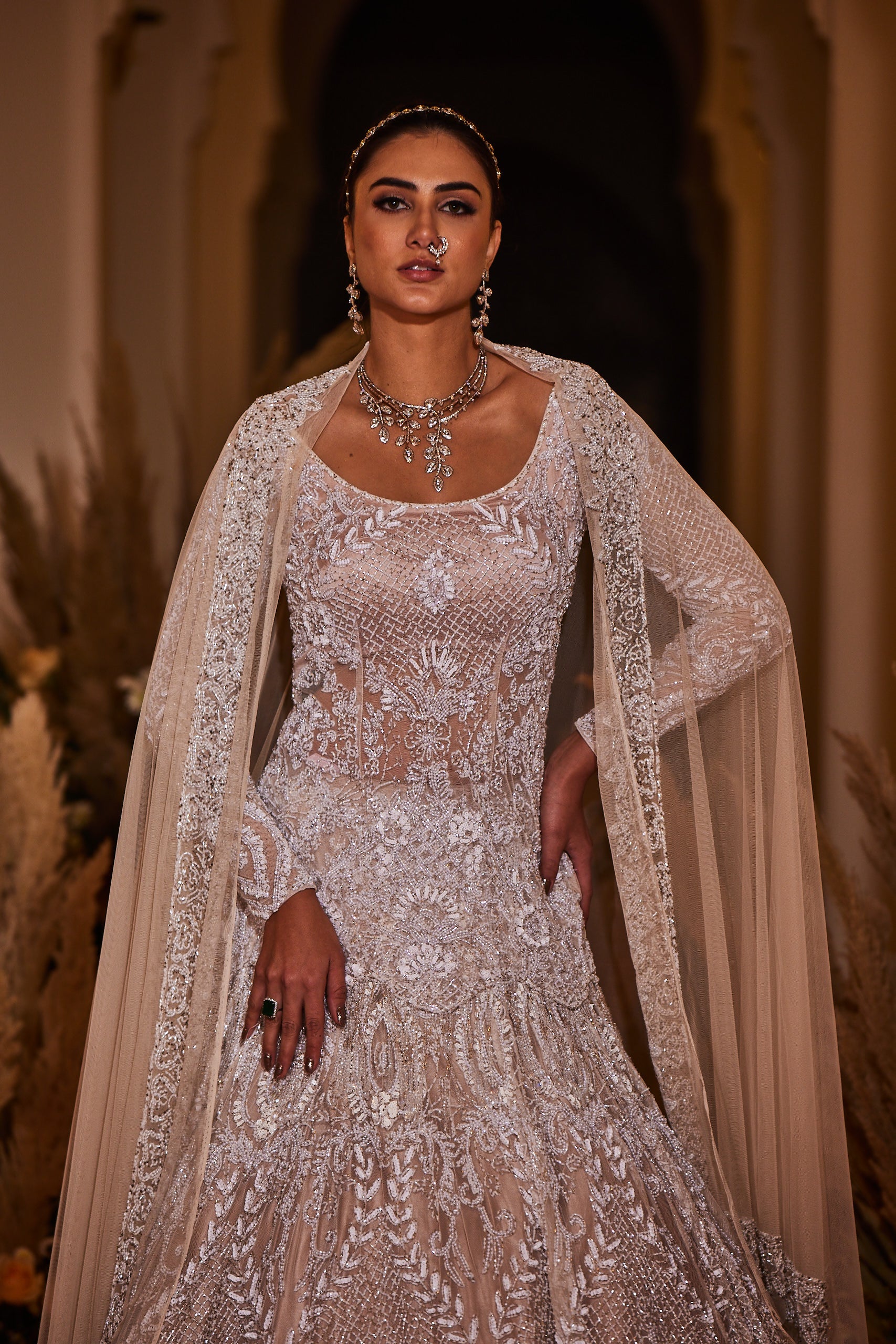 surabhi chopra white lehenga choli