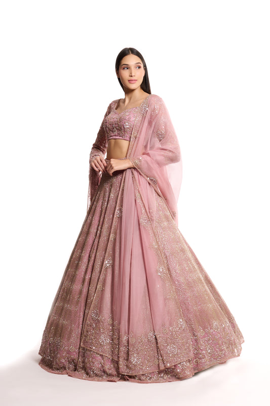 pink wedding lehenga