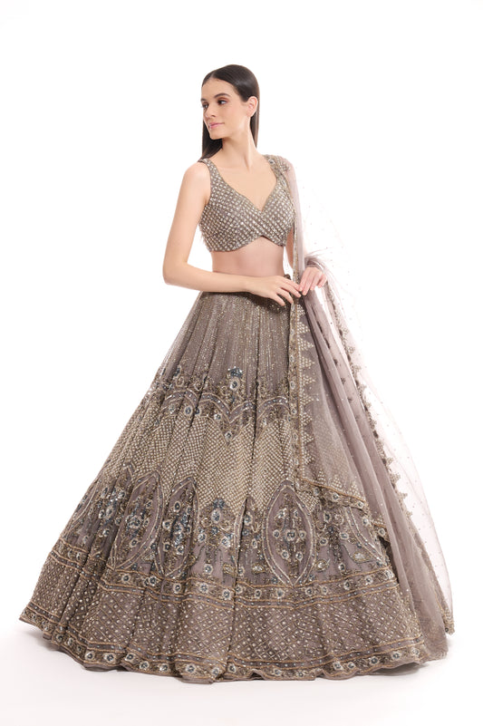 grey bridal lehenga