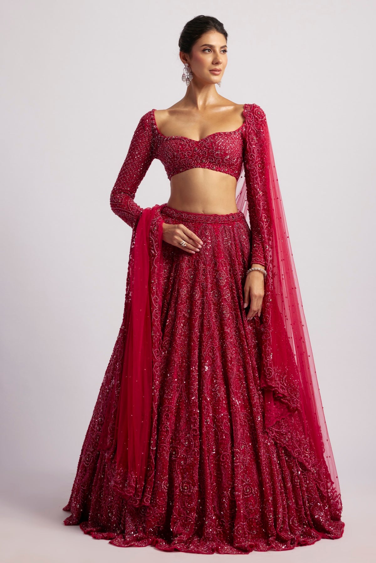 RUHANI RED LEHENGA SET