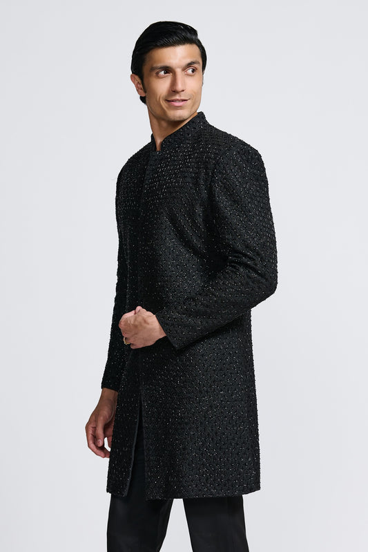 BLACK  SHERWANI