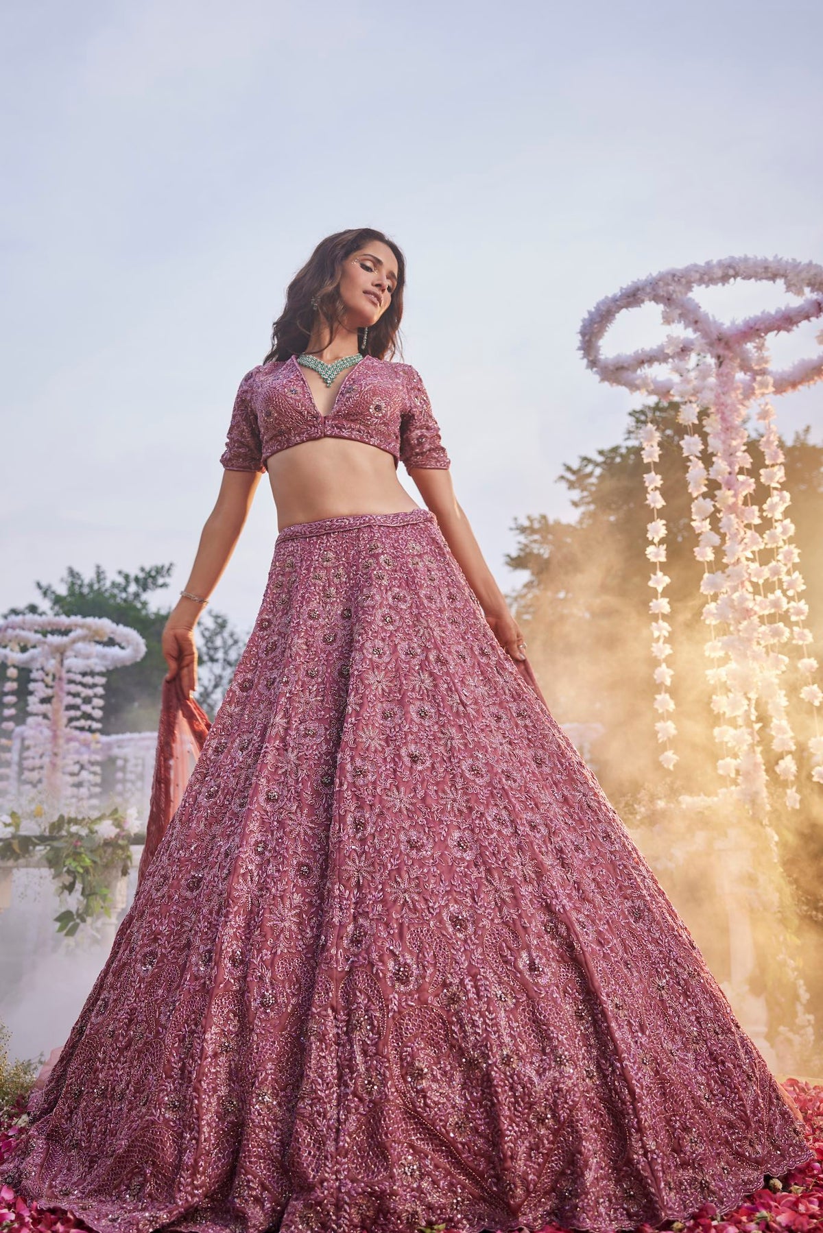 DUSTY PINK LEHENGA – Surabhi Chopra Label