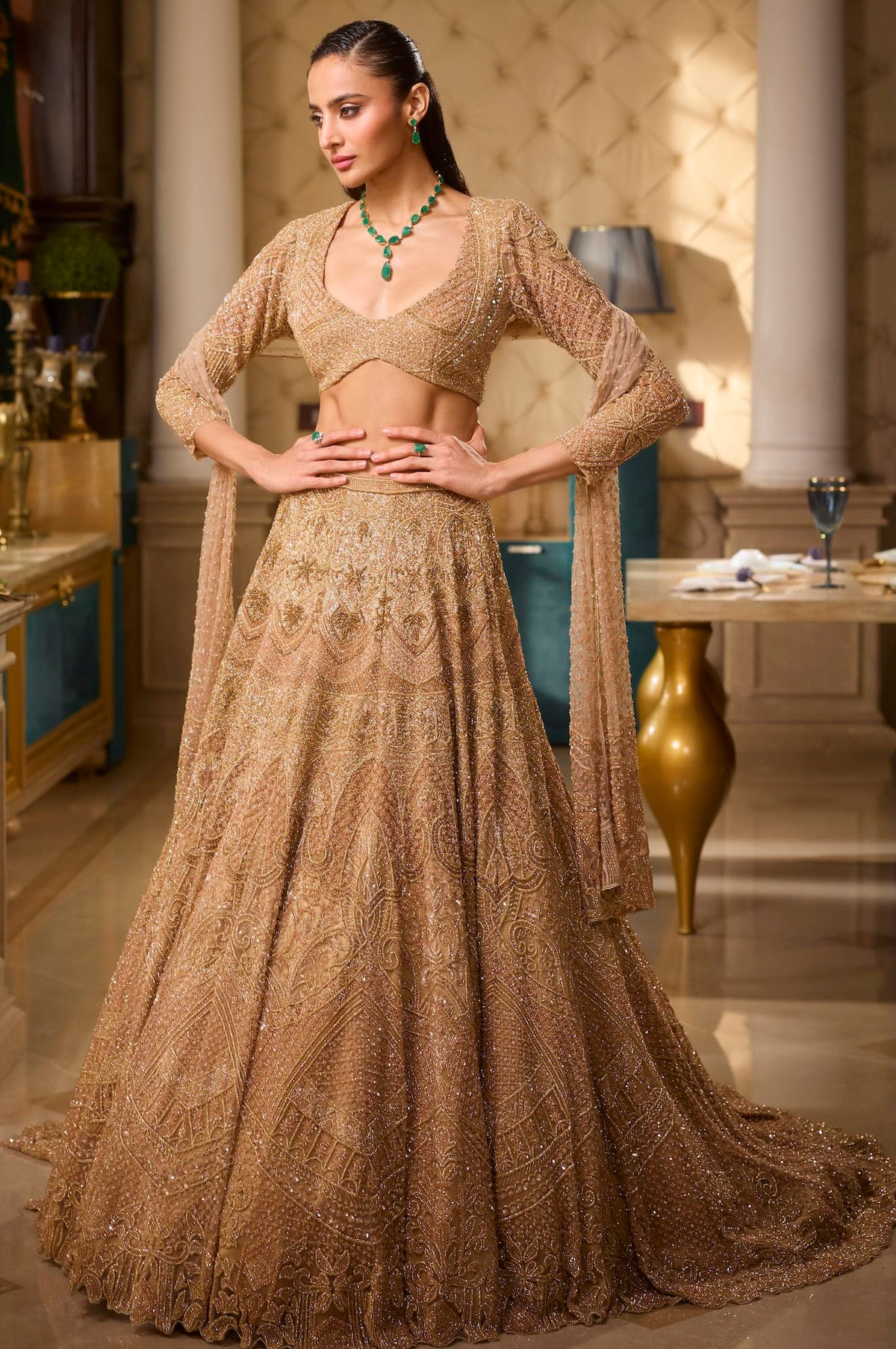 TAARA GOLD LEHENGA Surabhi Chopra Label TAARA GOLD LEHENGA Surabhi Chopra Label