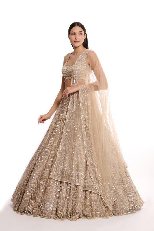 ivory and gold ivory sequin lehenga