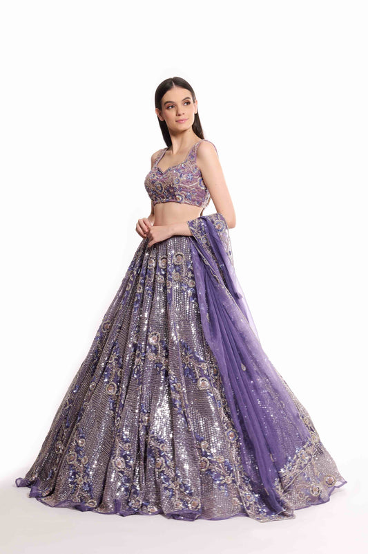 purple wedding lehenga