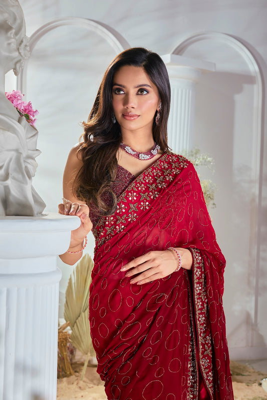 RED GEORGETTE SAREE